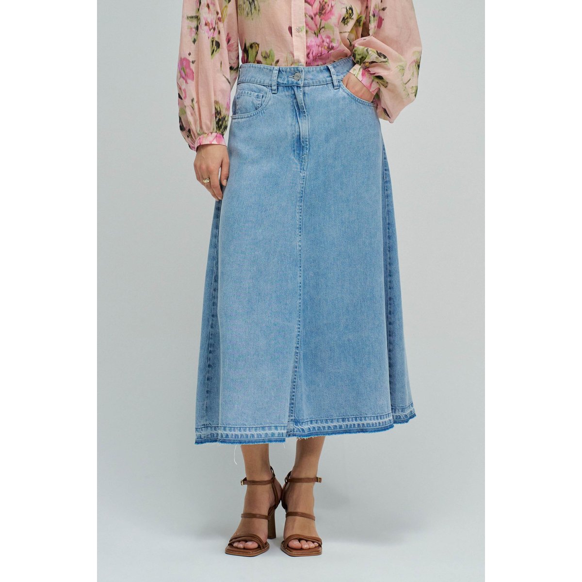 JUPE MIDI EN LIGHTDENIM bleu, SALSA JEANS