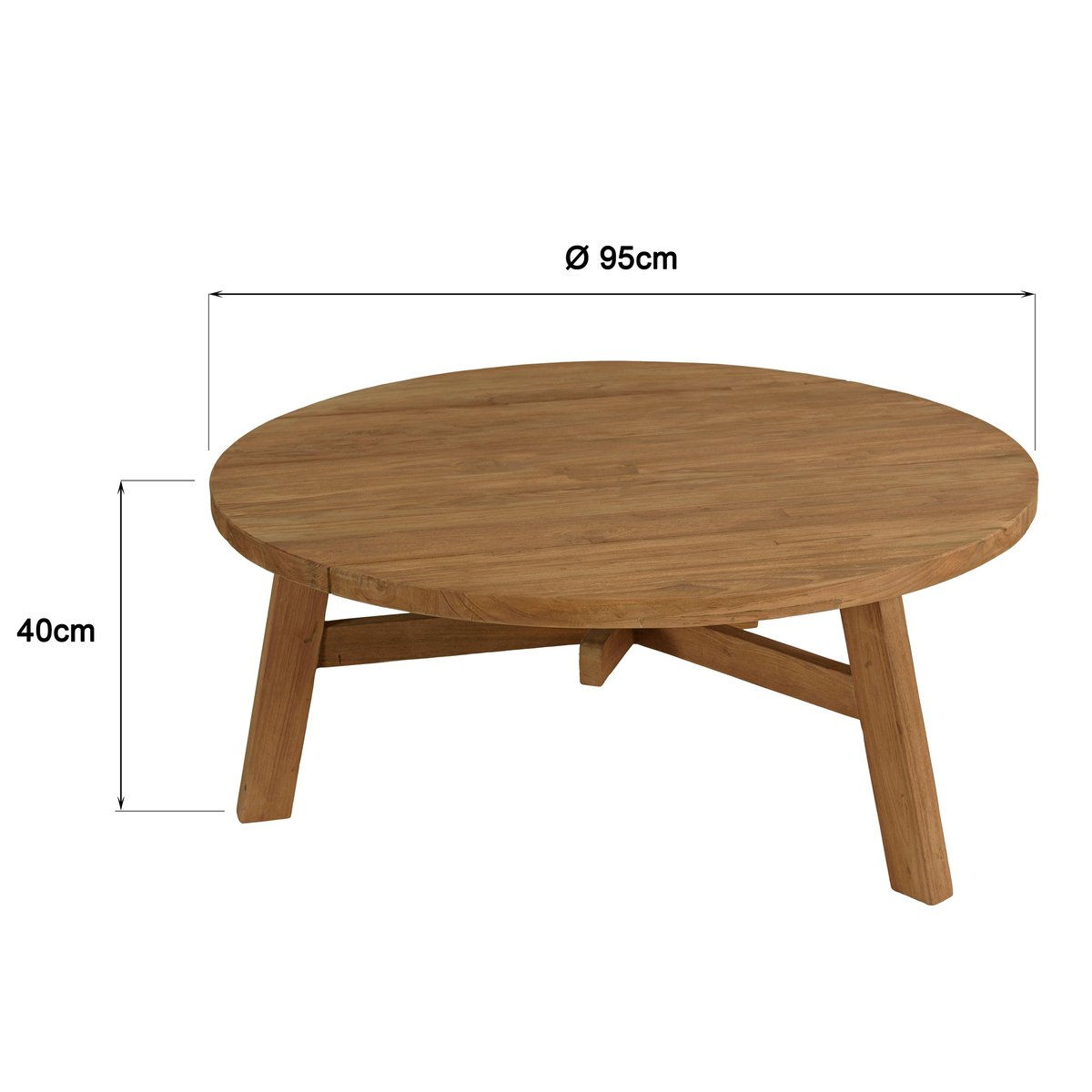 Table basse de jardin ronde en bois de teck recyclé naturel D95 cm SANTO bois naturel, PIER IMPORT