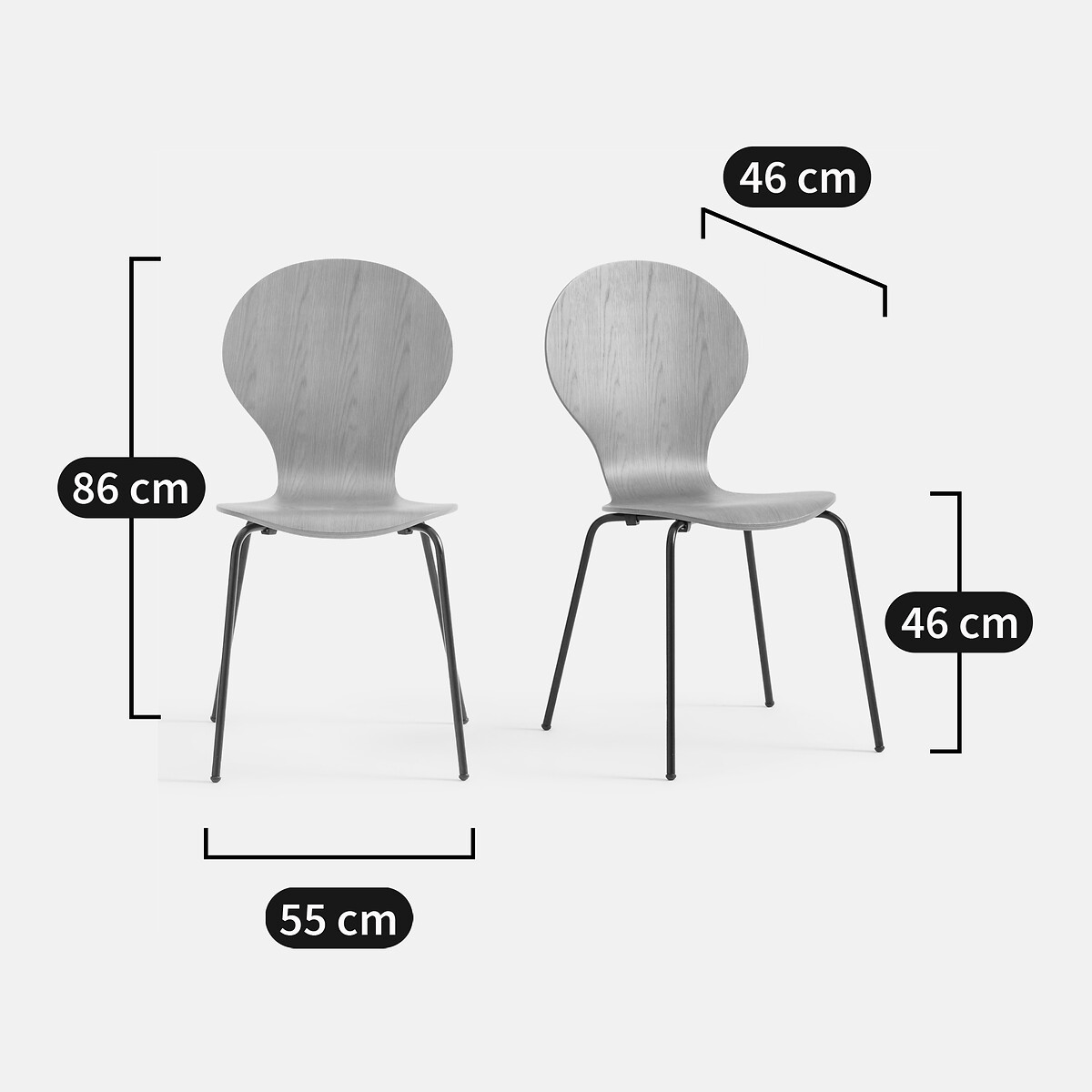 2er-Set Stapelstühle Lenon eichefarben, LA REDOUTE INTERIEURS
