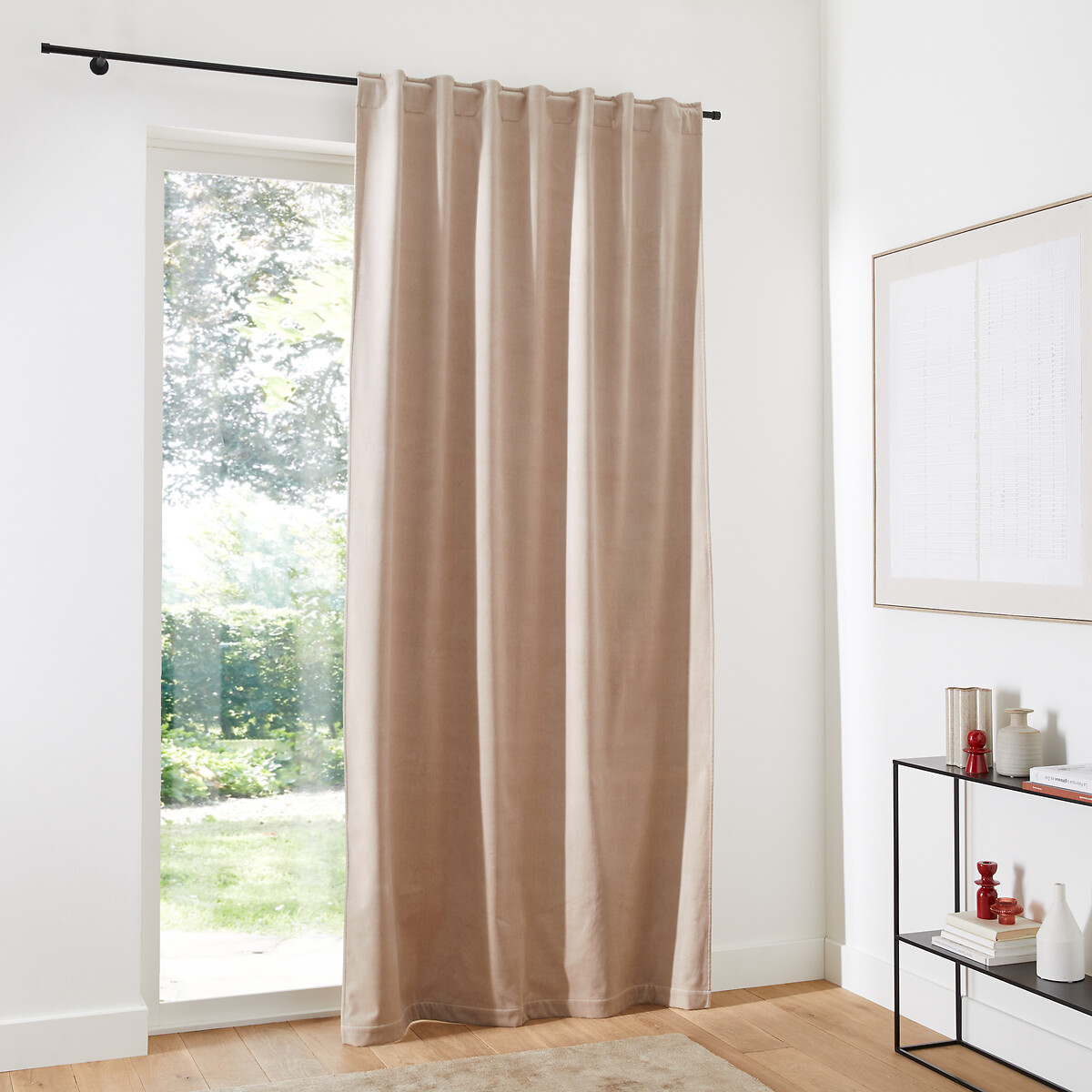 Rideau thermique velours pattes cachées, Velvet beige, LA REDOUTE INTERIEURS