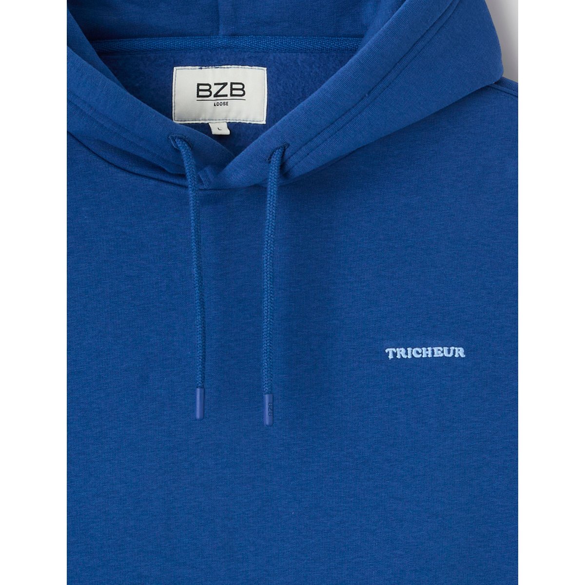 Sweat borderie poitrine bleu foncé, BZB