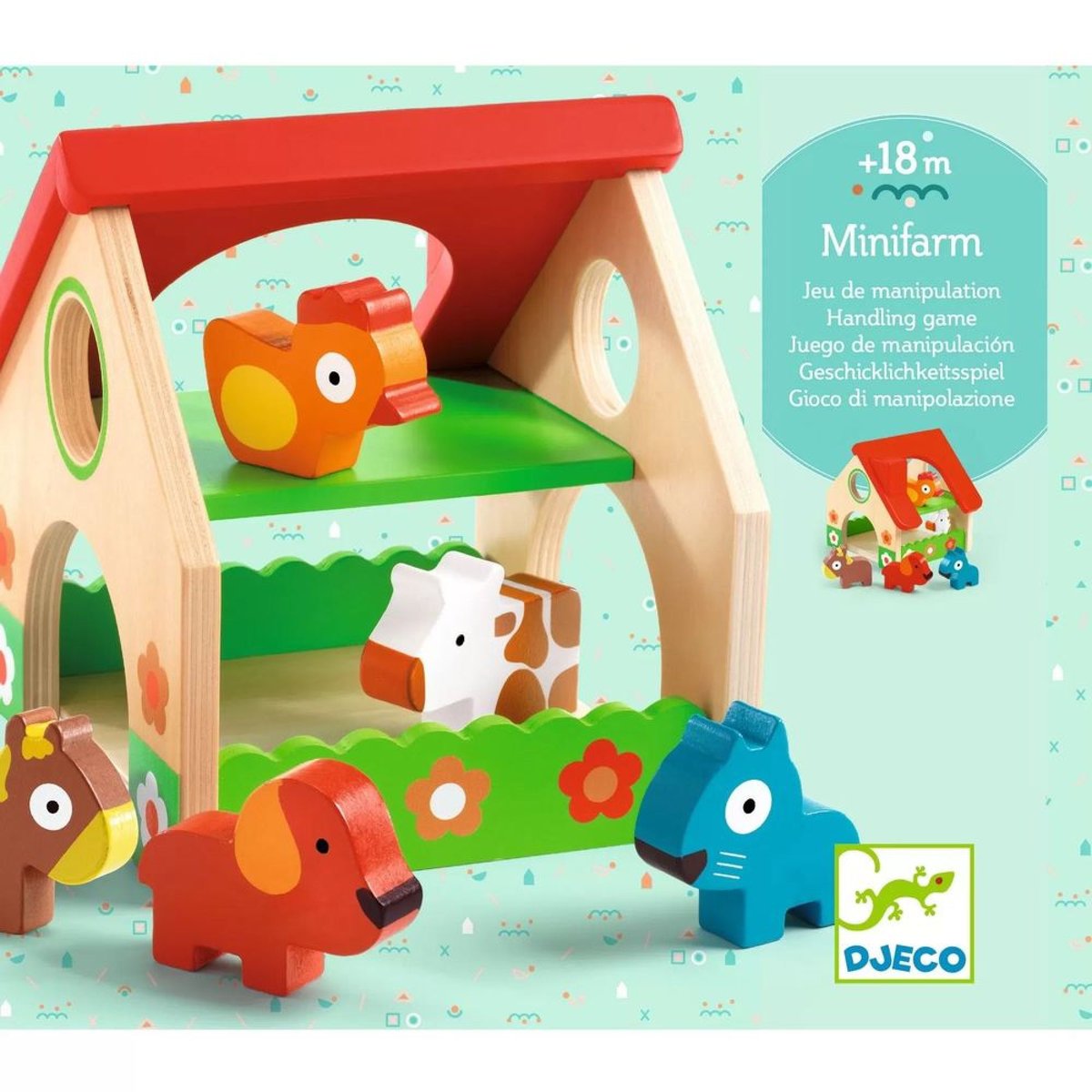 Mini farm en bois et ses accessoires multicolore, DJECO