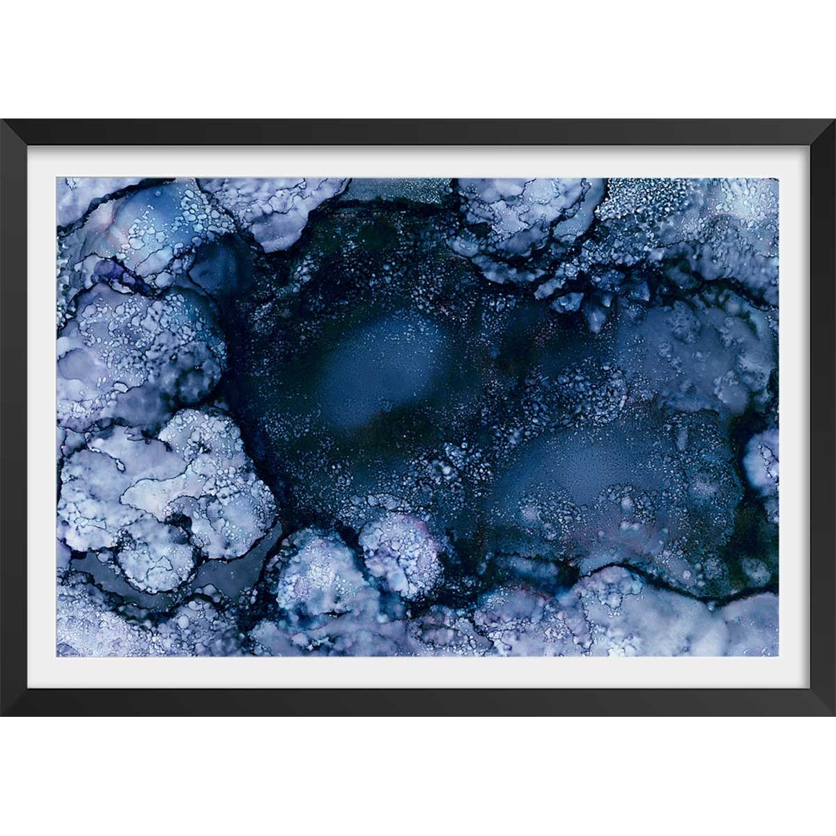Poster blue space affiche + cadre en bois - noir, HEXOA
