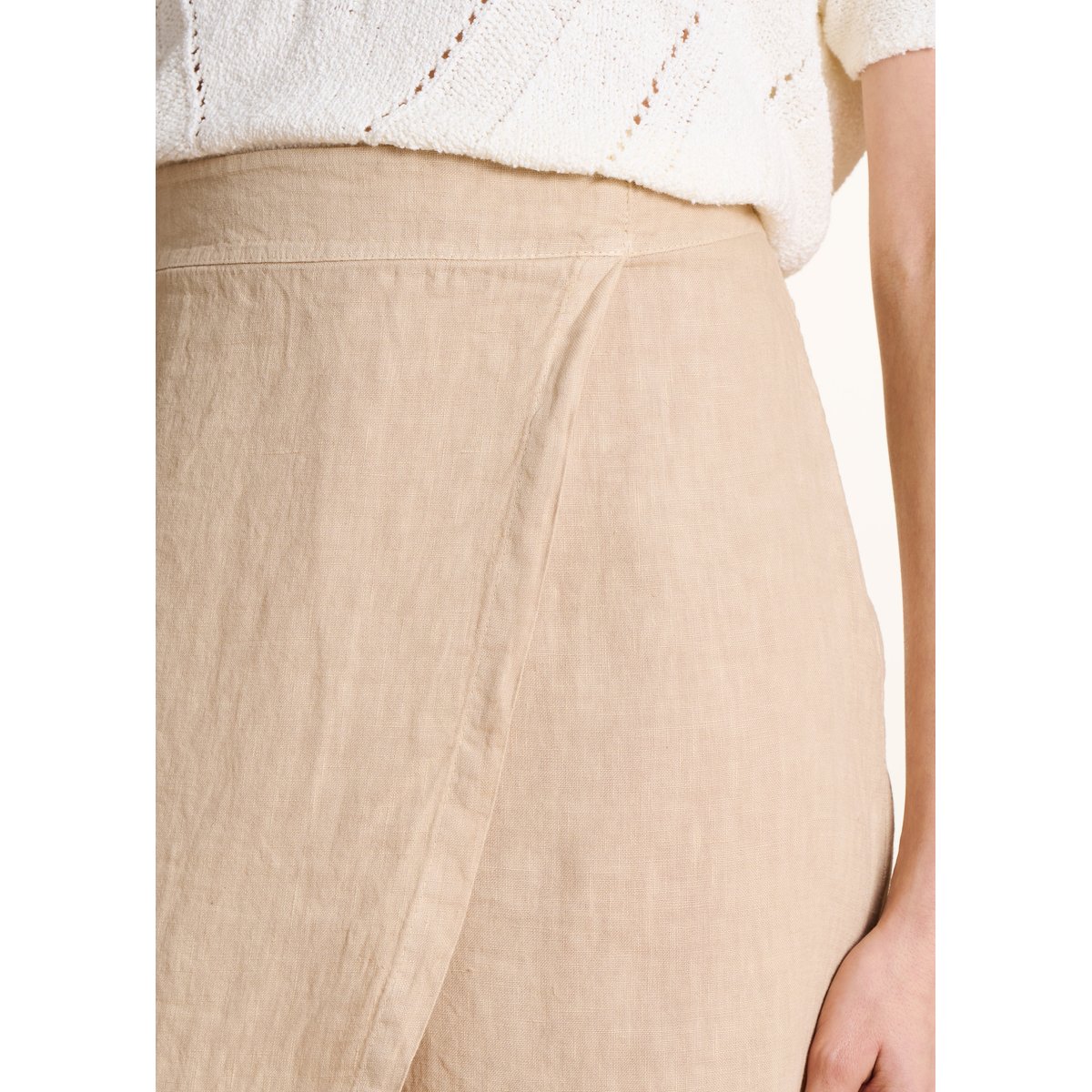 Pantalon large 7/8ème en lin avec pan chanvre, LA FEE MARABOUTEE