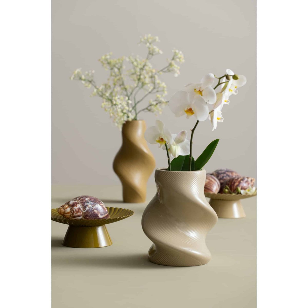 Vase Céramique PARIS TWISTED brun clair, PRESENT TIME