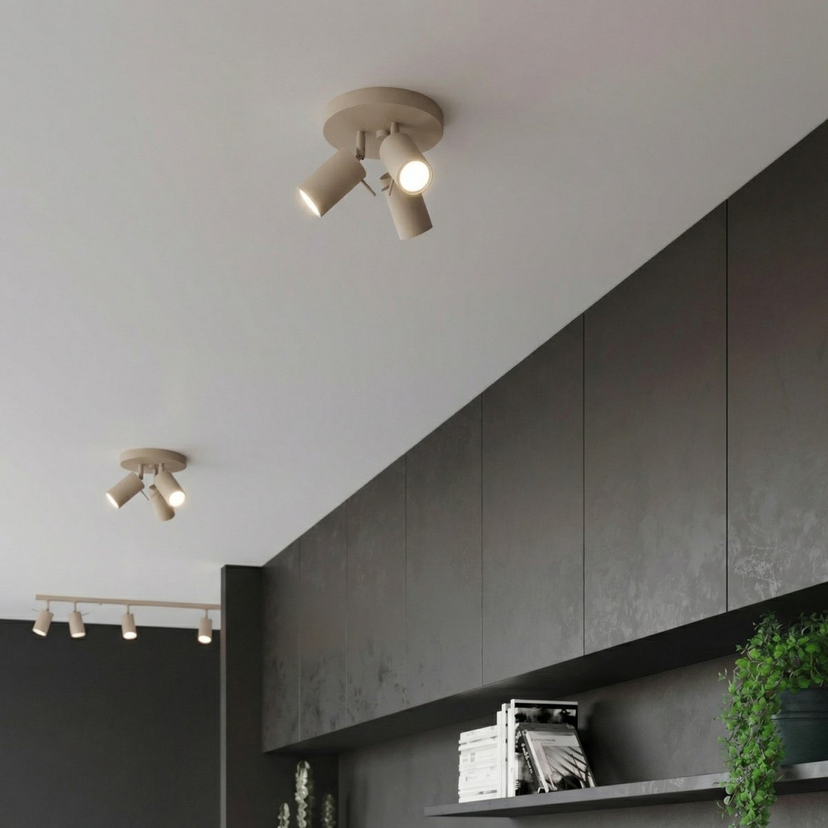 Plafonnier Acier Taupe GU10 3 RING taupe, EDEN