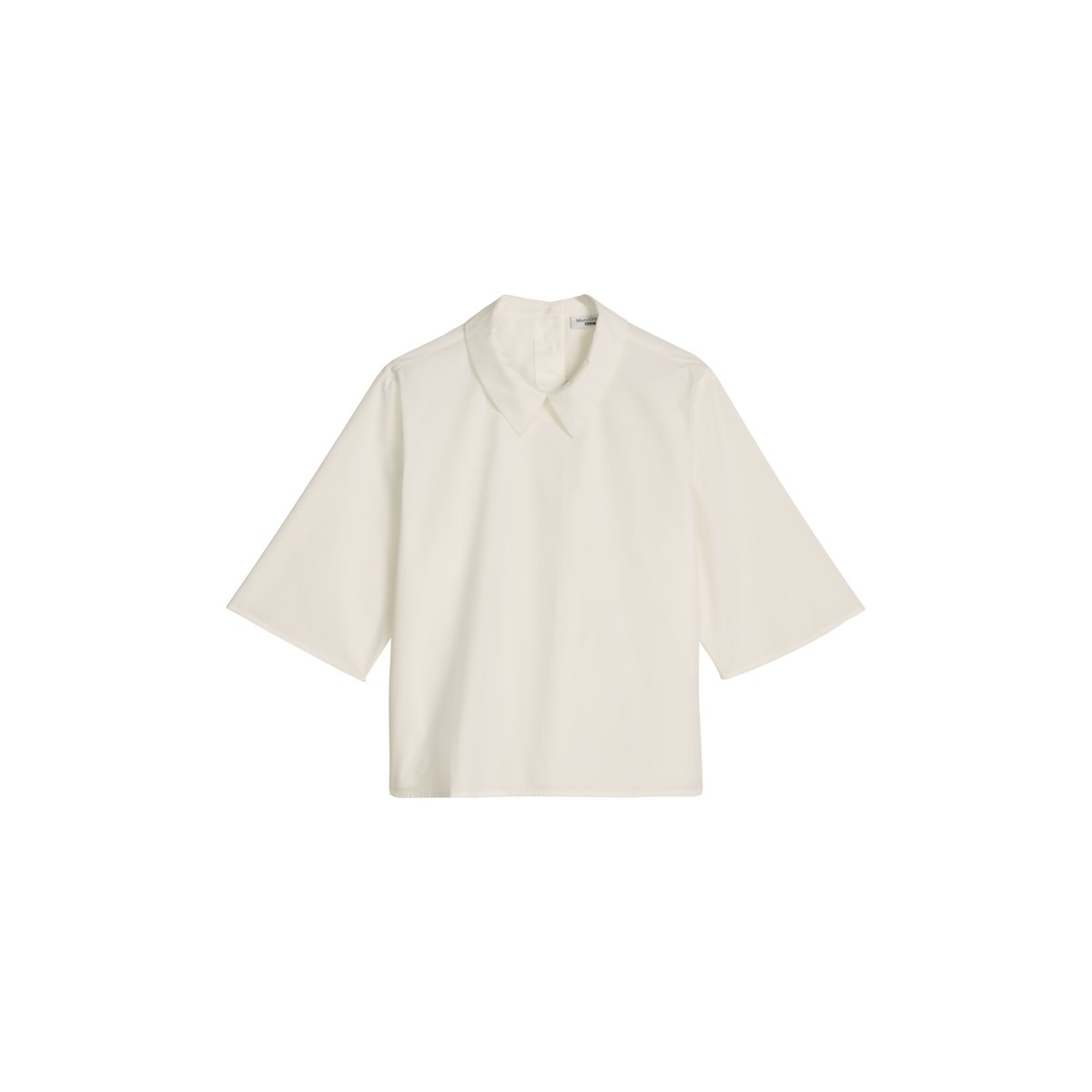 Blouse popeline à manches courtes regular avec détail de plis dans le dos blanc, MARC O’POLO DENIM
