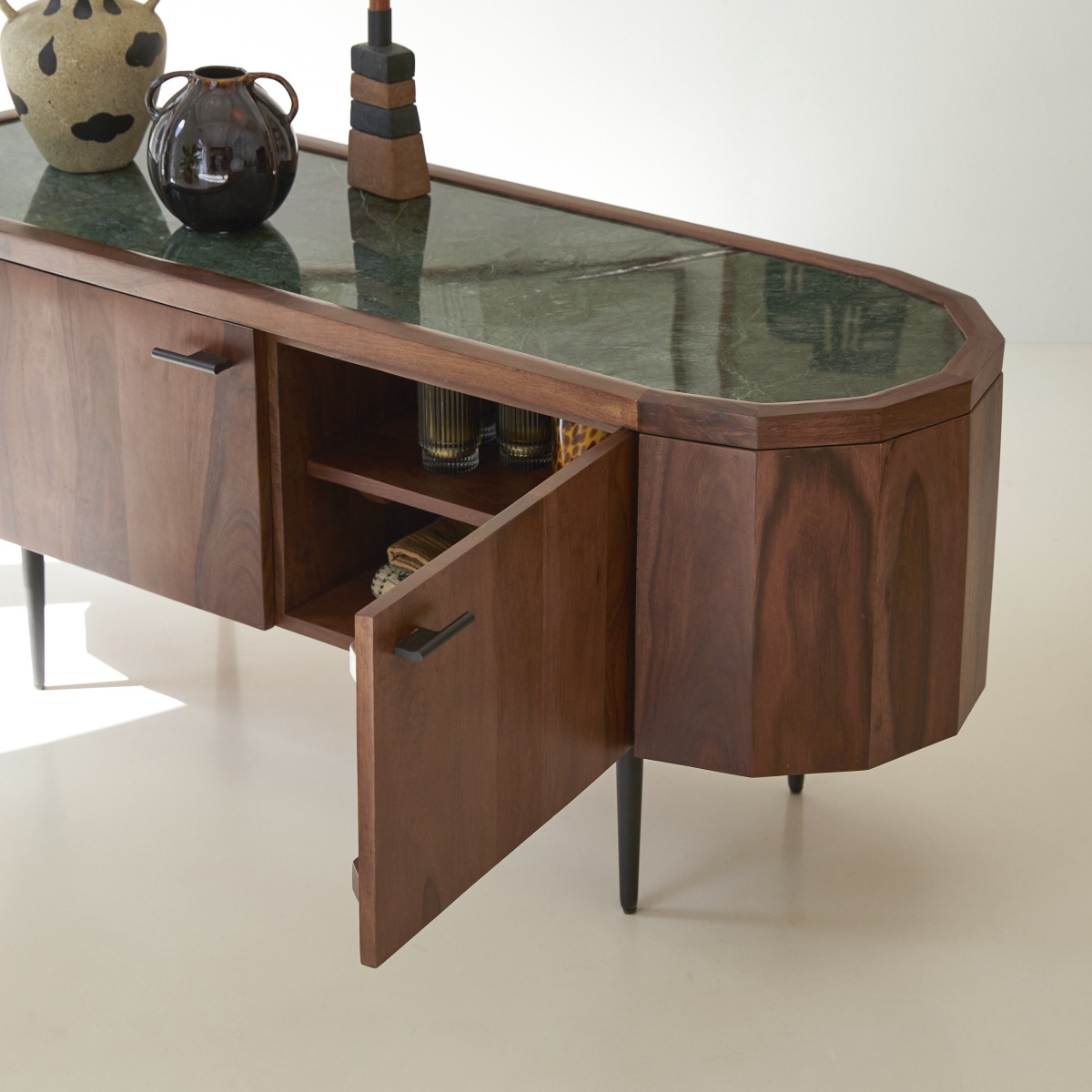 Meuble Hi-FI, TV en Palissandre massif, JADE marron, TIKAMOON