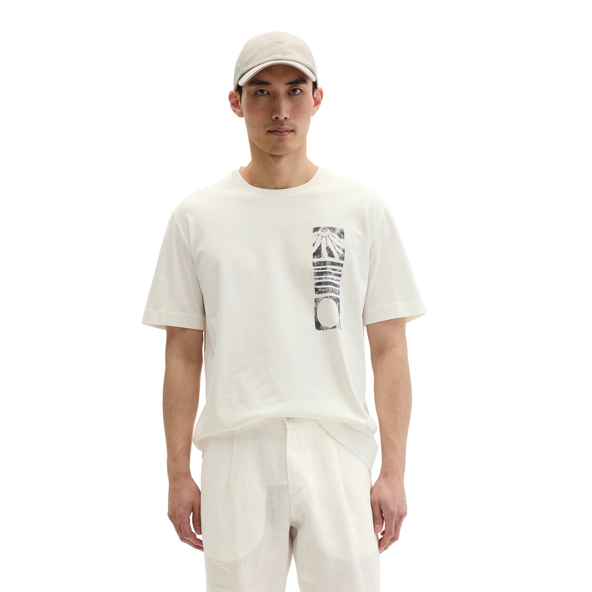 T-shirt regular en pur coton bio blanc naturel, MARC O'POLO