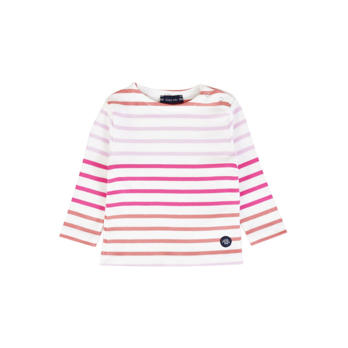 Marinière tricolore en coton épais BABY milk/lantana/fucsia/mauve rose, ARMOR-LUX