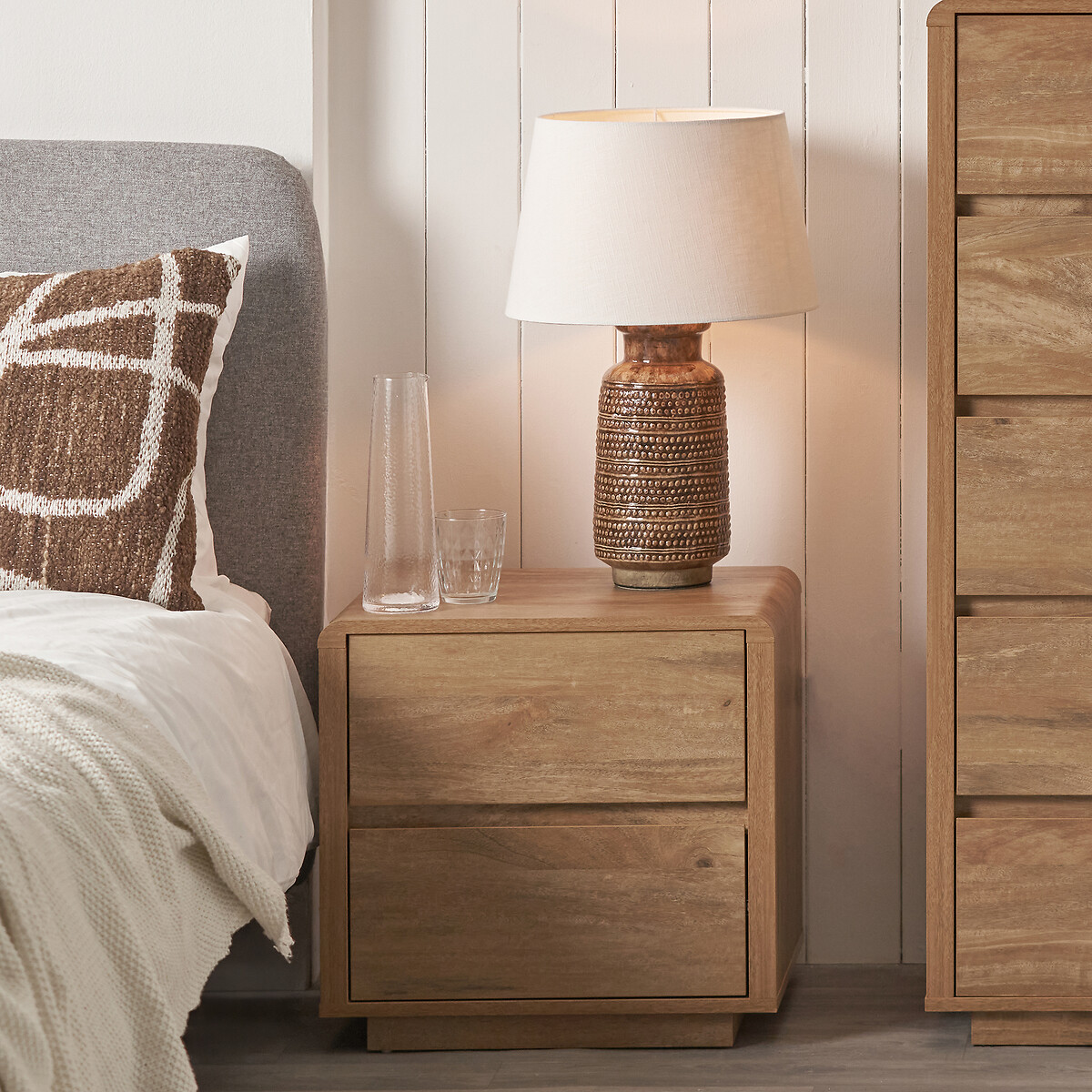 Eversham Wood 2-Drawer Bedside Table oak, SO'HOME