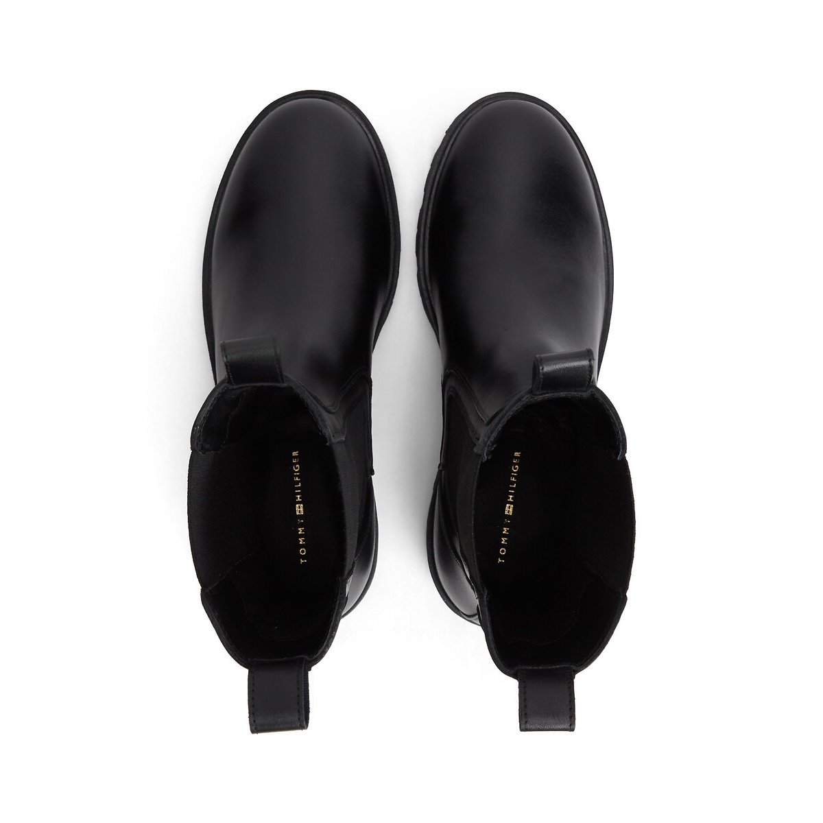 Boots chelsea montantes en cuir noir, TOMMY HILFIGER