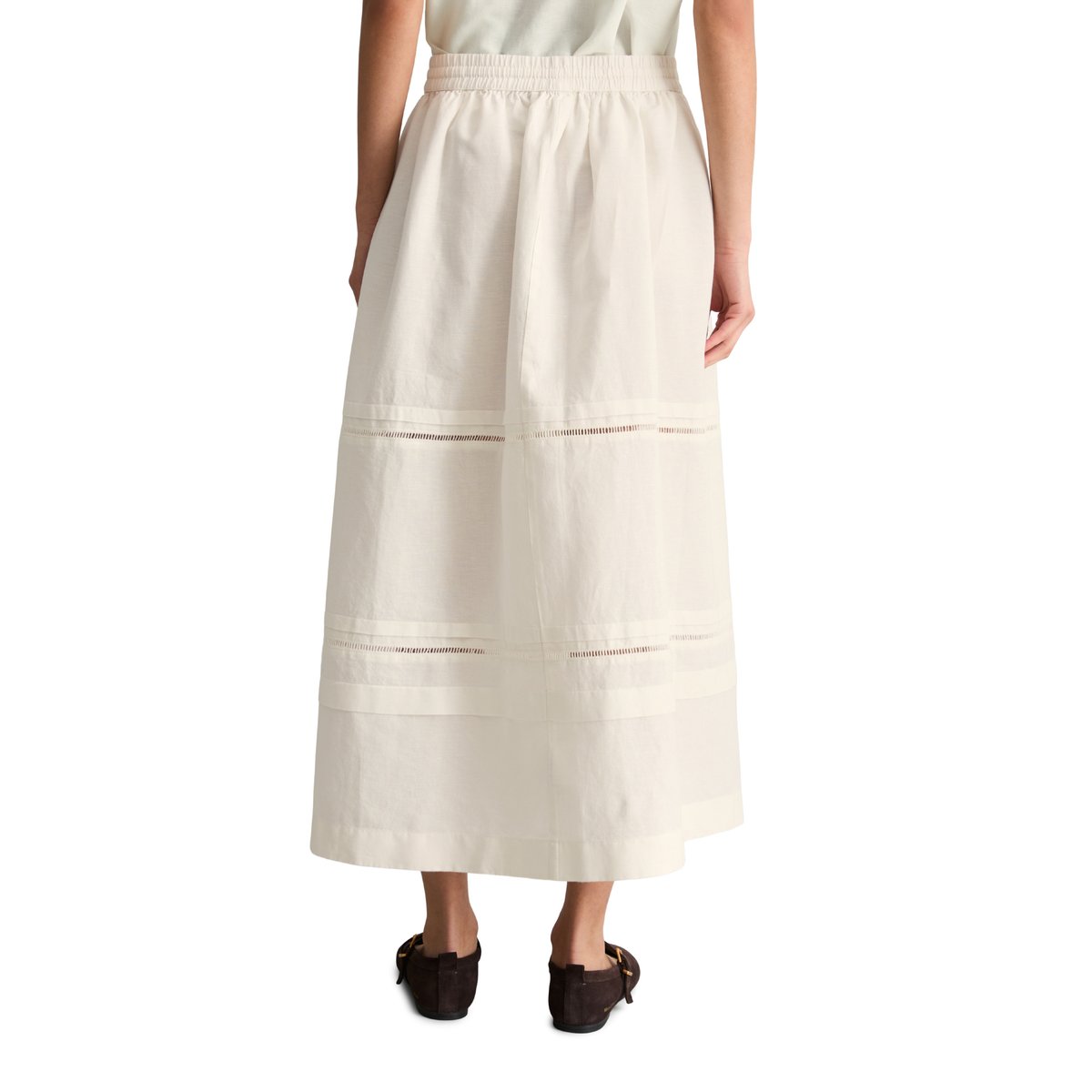 Jupe évasée regular en mélange de lin et de coton blanc, MARC O’POLO DENIM