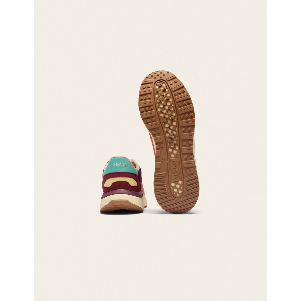 Baskets basses ANAELLE bordeaux prune beige, ODAJE