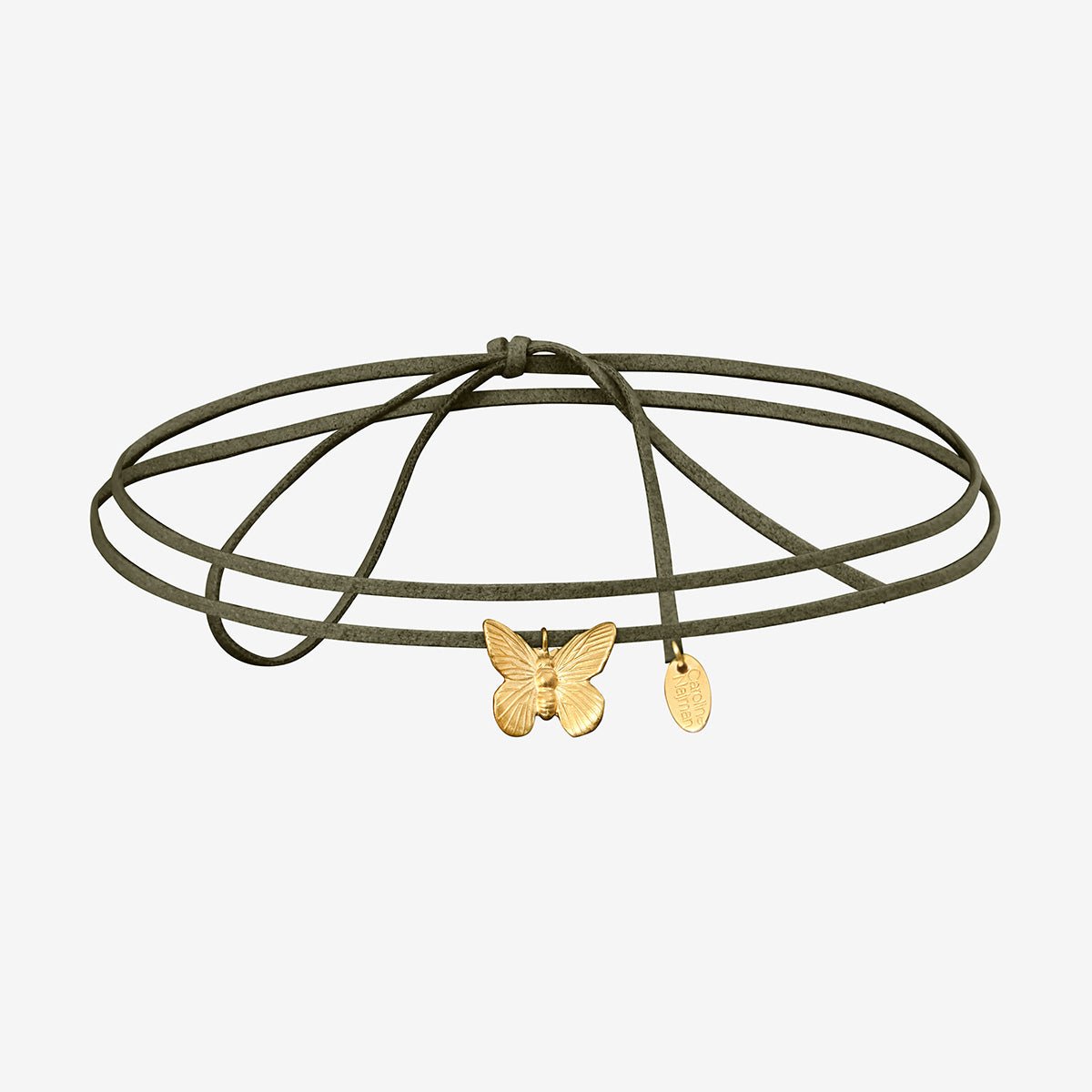 Collier/bracelet cordon doré kaki petit modèle - butterfly kaki, CAROLINE NAJMAN