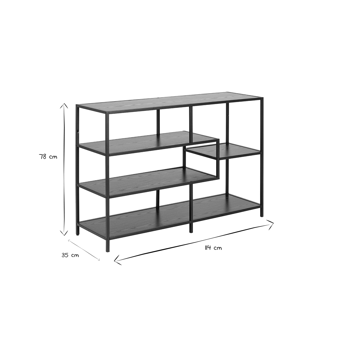 Console industrielle ouverte en bois et métal L114 cm TRESCA noir, MILIBOO