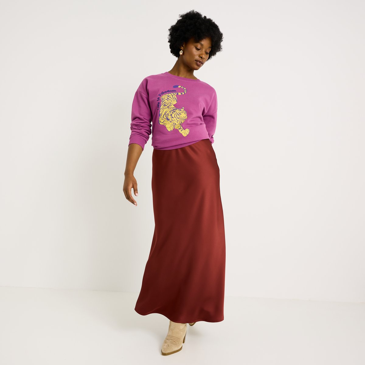 Sweat col rond rose pivoine, GRAIN DE MALICE