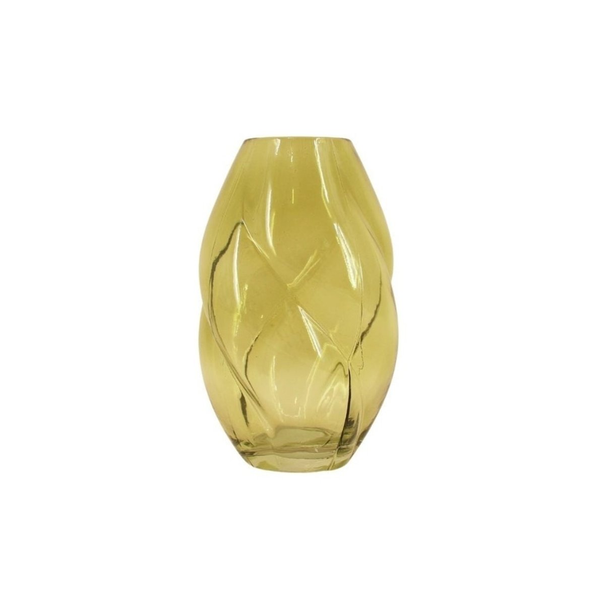 Vase en verre alvéolé, H22cm vert, ORNAMI