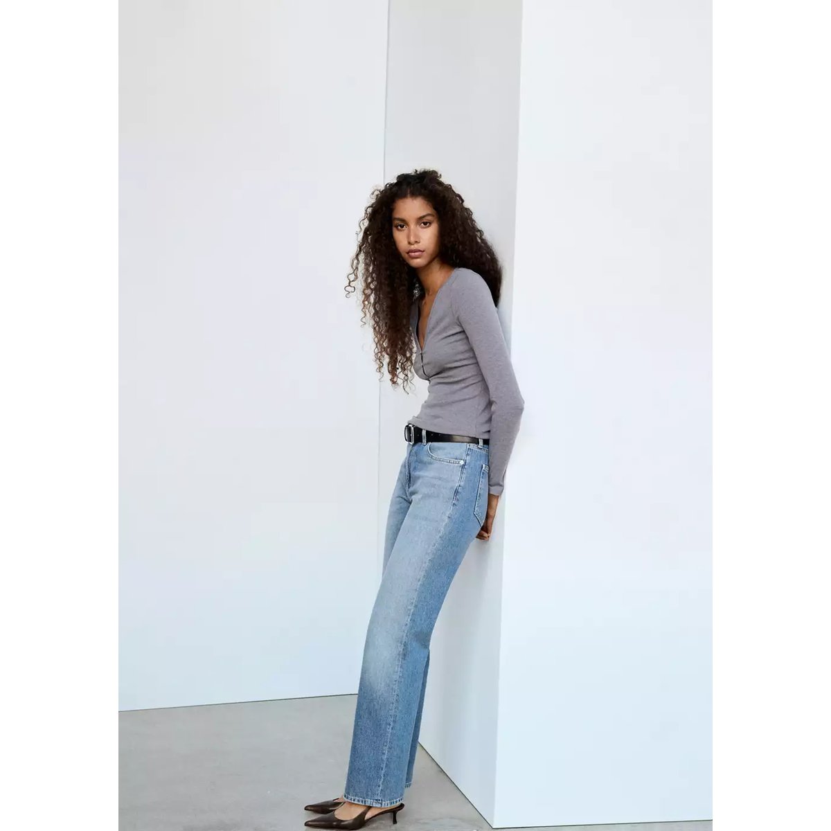 Jean Matilda droit taille haute bleu moyen, MANGO