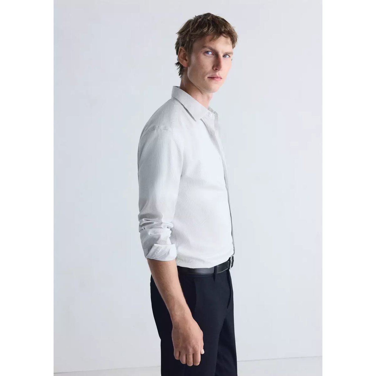 Chemise slim fit Comfort Stretch non-iron à rayures blanc, MANGO MAN