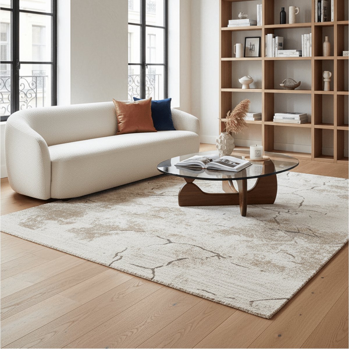 Tapis doux et design CRACKLE beige sable, AFK LIVING