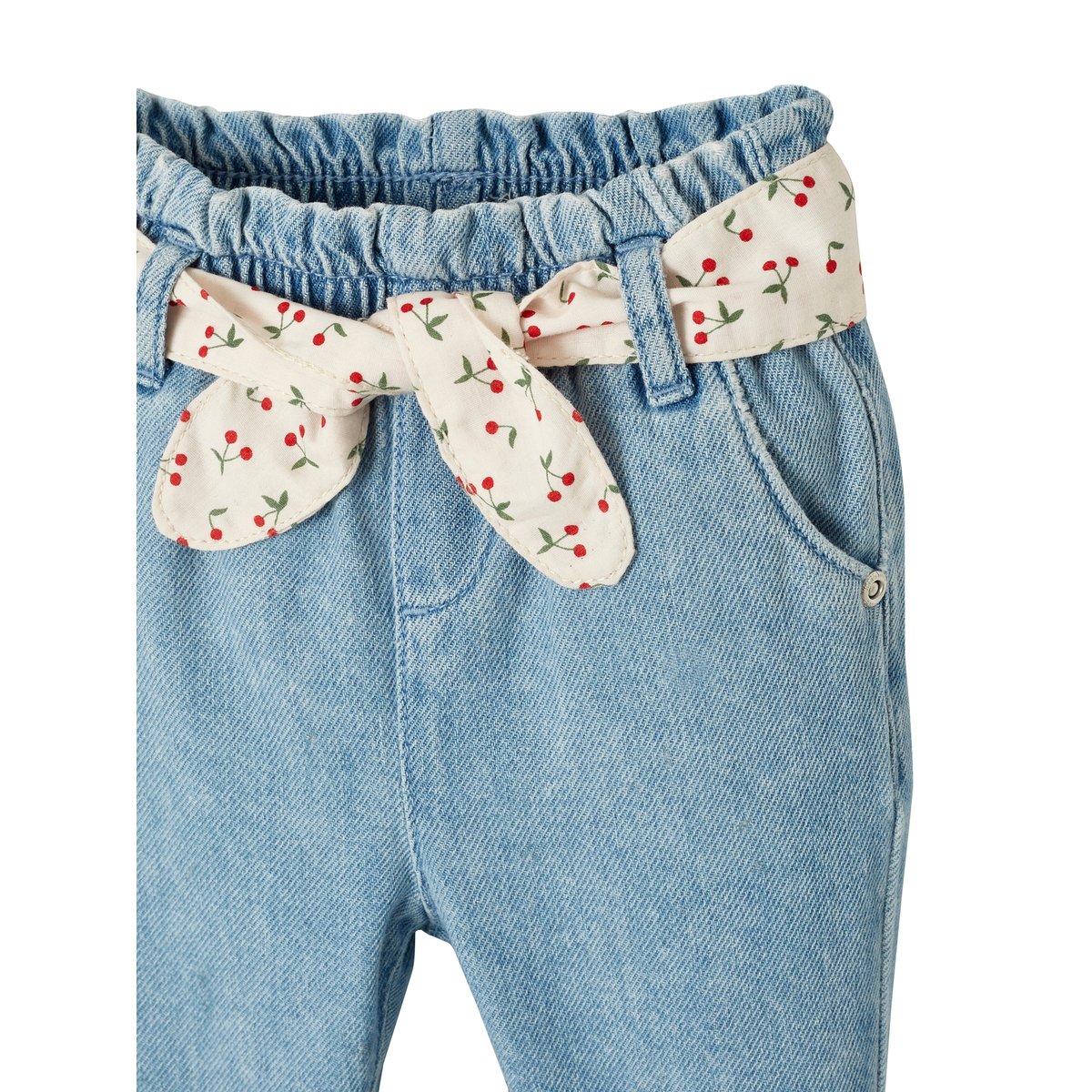 Jean bébé ceinture imprimée double stone, VERTBAUDET
