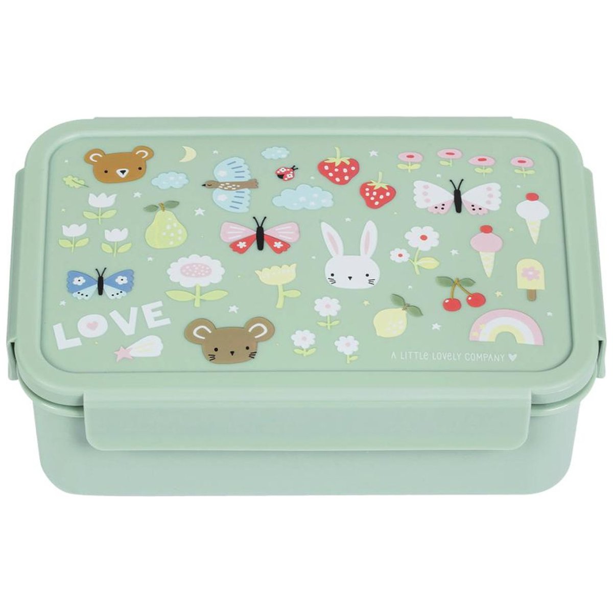 Lunch box Joie vert d'eau, rose, jaune, A LITTLE LOVELY COMPANY