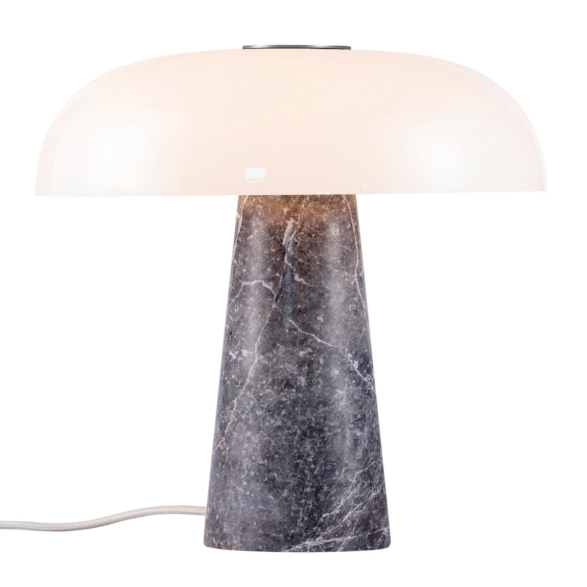 Lampe à poser forme champignon en marbre et verre, GLOSSY gris, DESIGN FOR THE PEOPLE