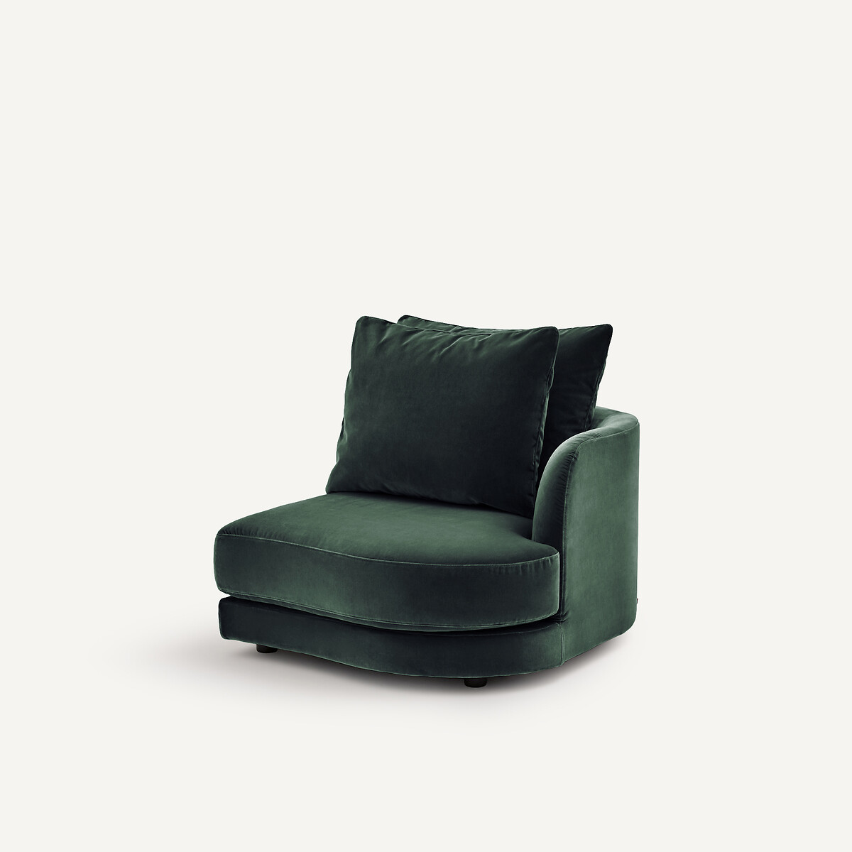 Rechtes, abgerundetes, modulares Halbsofa aus Samt, TIBERIO khaki, AM.PM