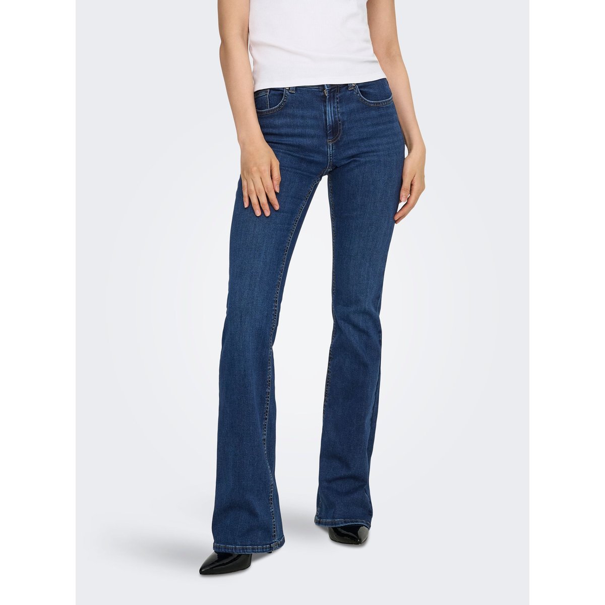 Jean Flared dark blue denim, ONLY