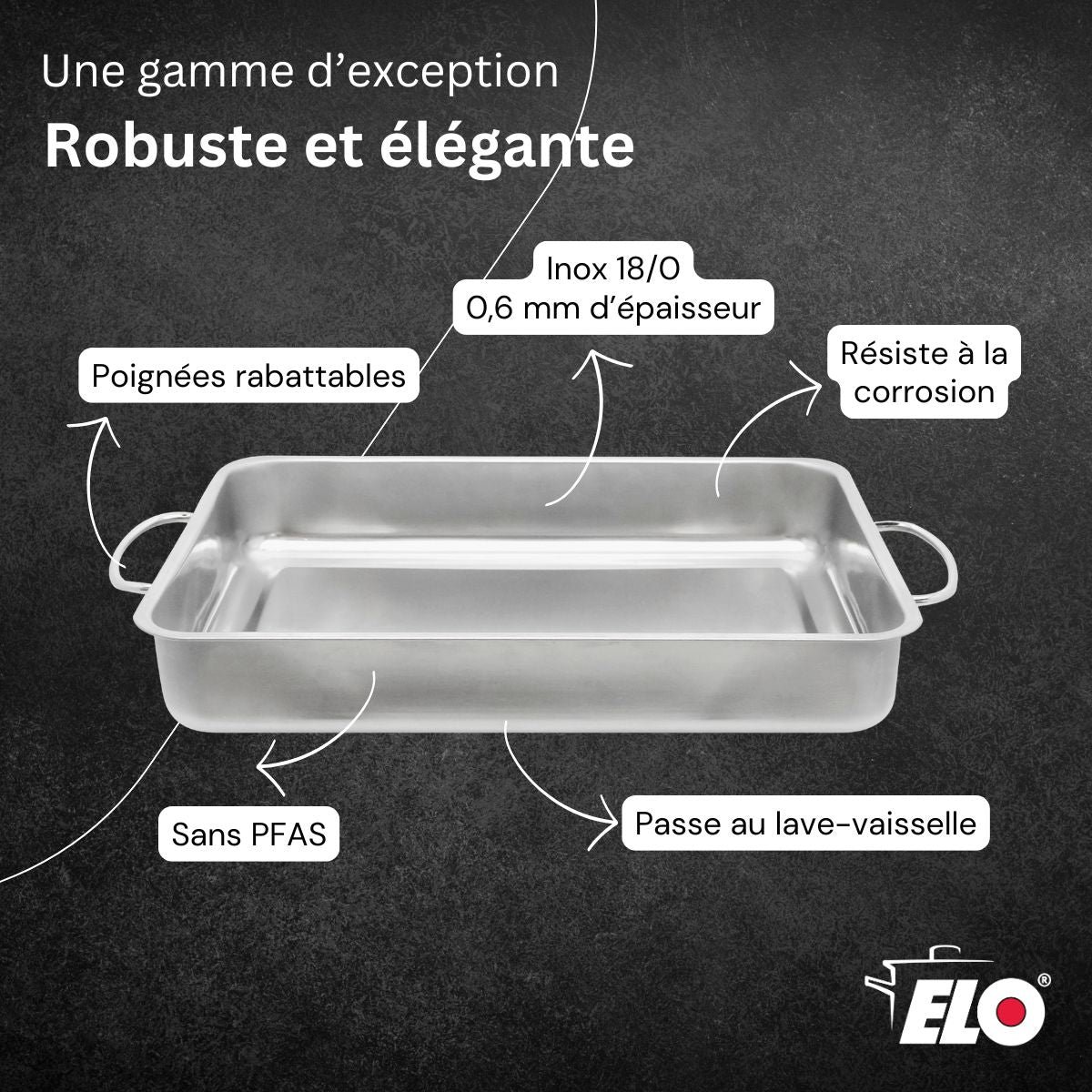 Plat à four acier inoxydable Edition Red inox, ELO