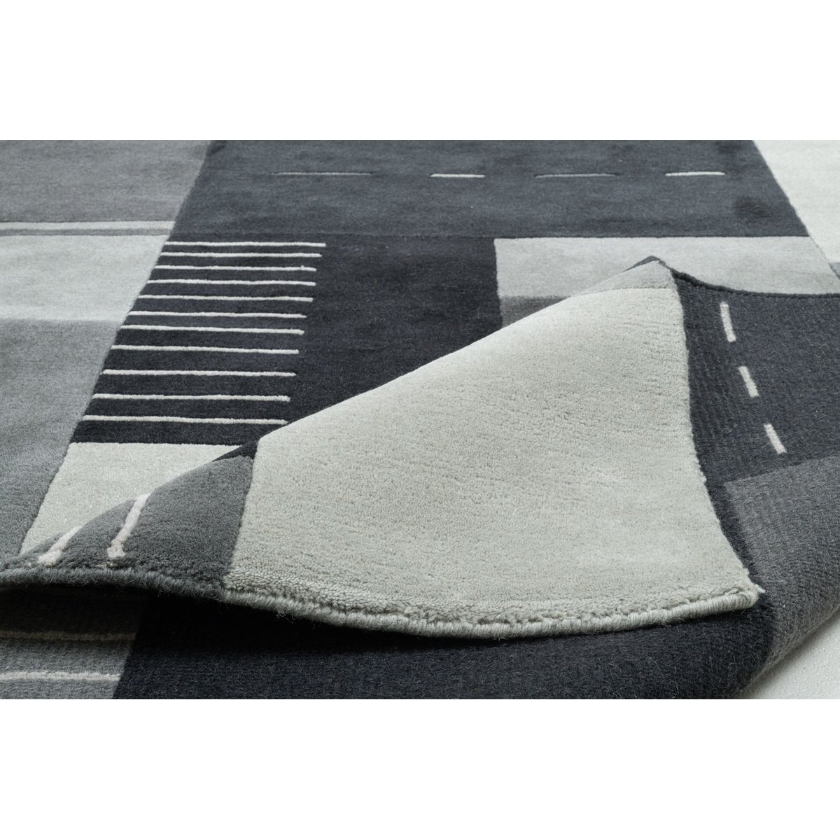 Tapis en laine vierge noué à la main gris, THEKO
