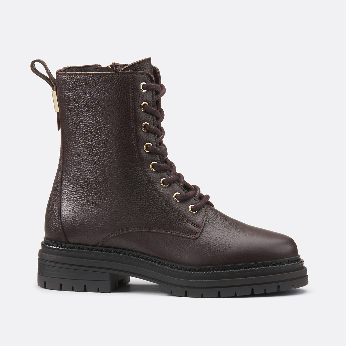 Boots à lacets en cuir marron, TOMMY HILFIGER