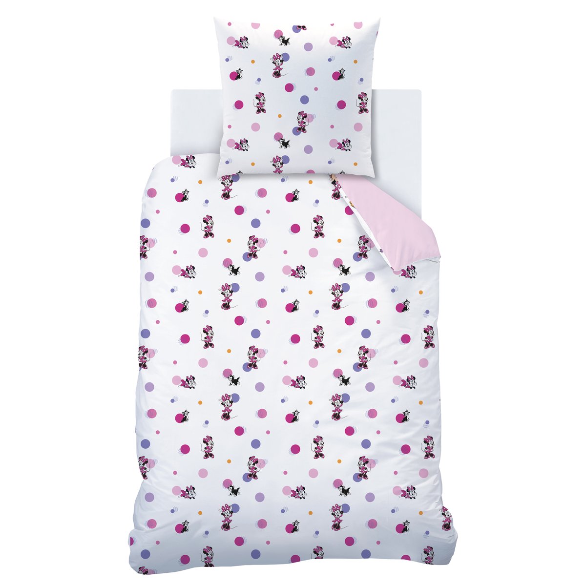 Parure de lit imprimée 100% Coton, JOLIE rose, MINNIE MOUSE