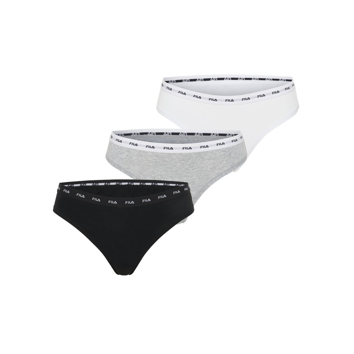 Lot De 3 String Coton noir/gris/blanc, FILA