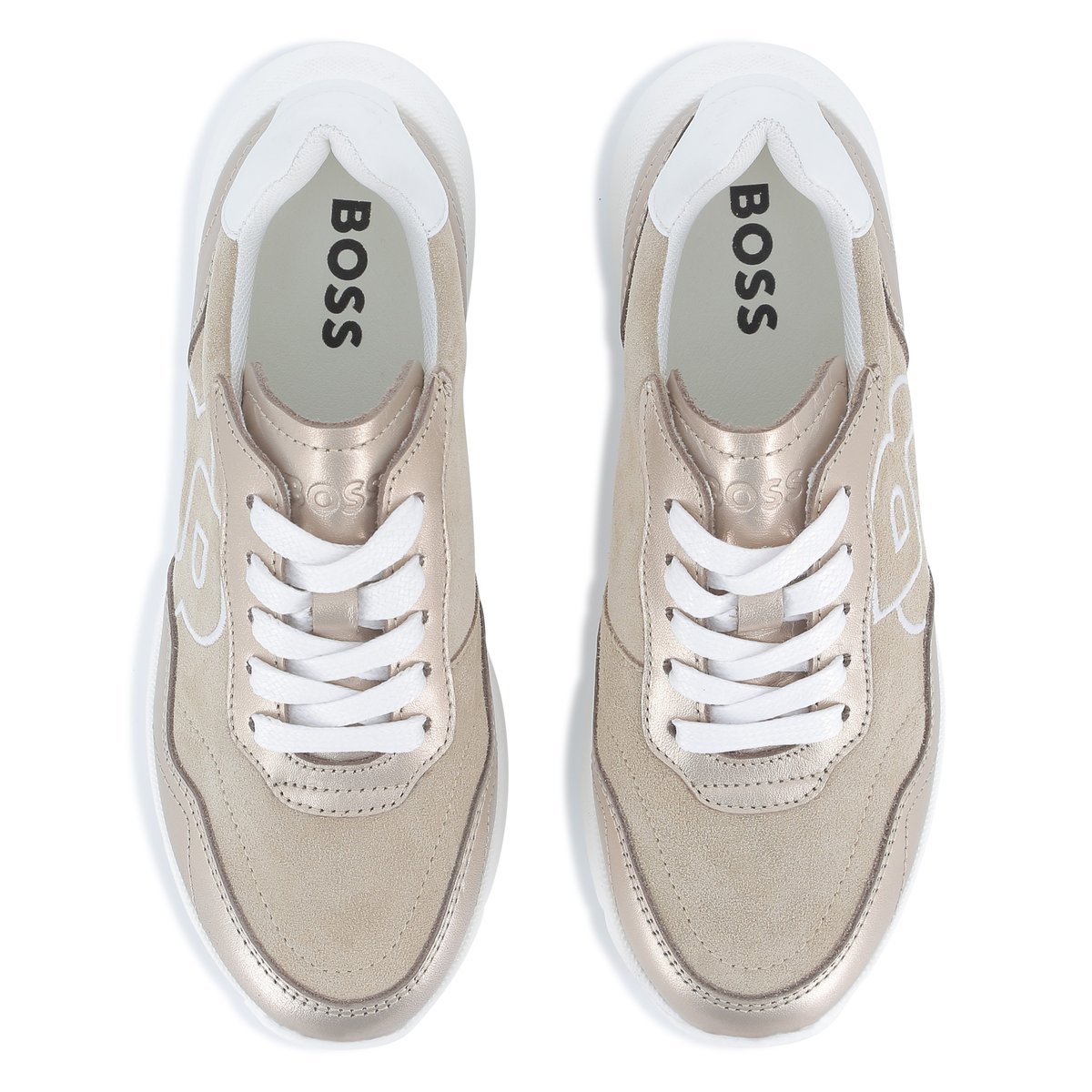Sneakers stringate grege, BOSS KIDSWEAR
