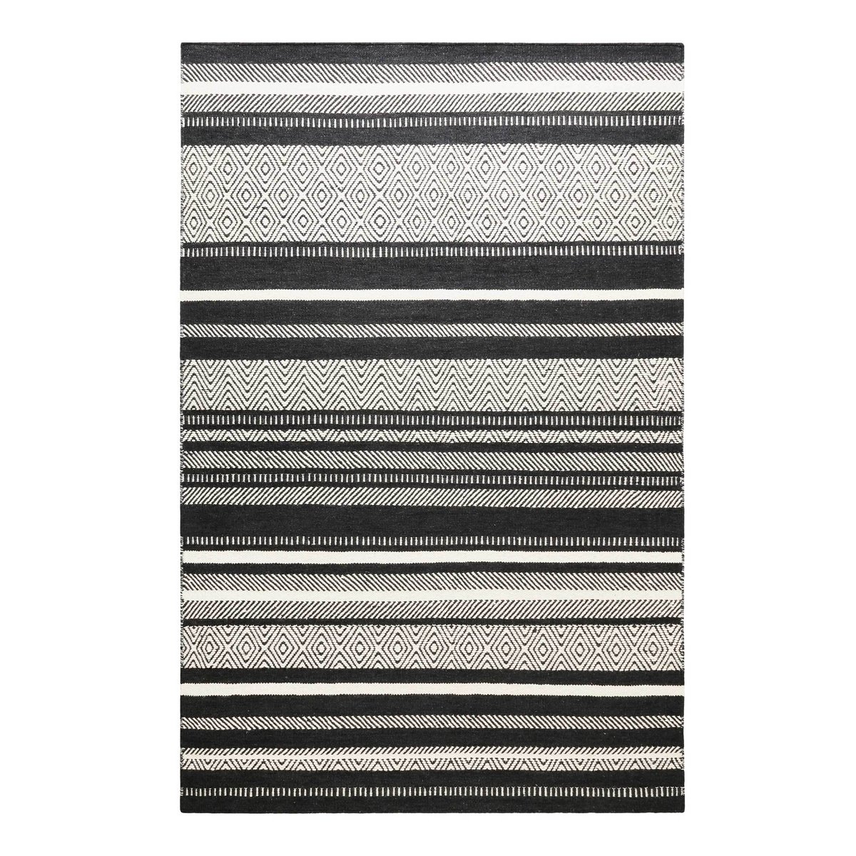 Tapis noué main 100% laine naturelle ,  DIJON noir et beige, WECON HOME
