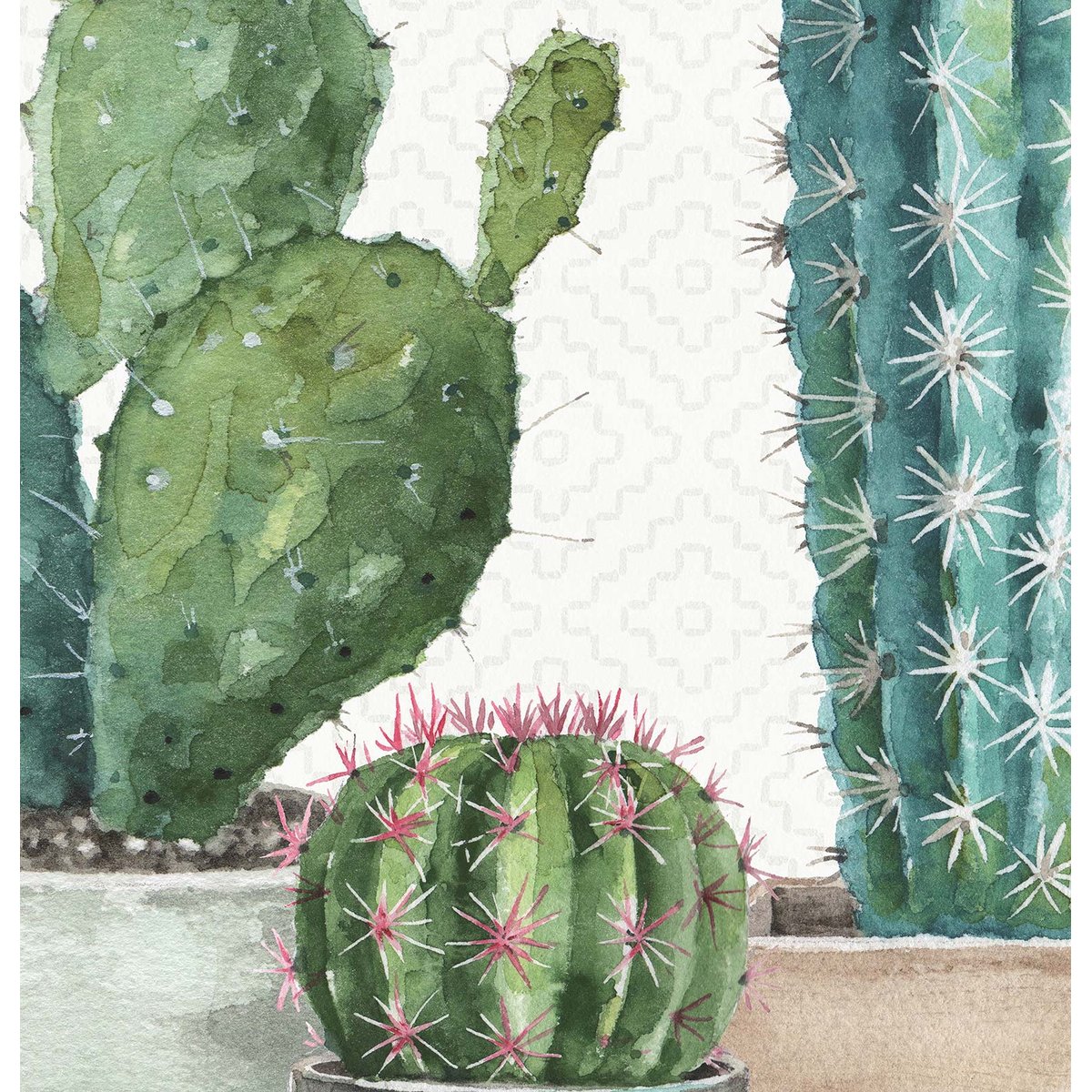 Papier peint exotique cactus fleuris intissé, HEXOA