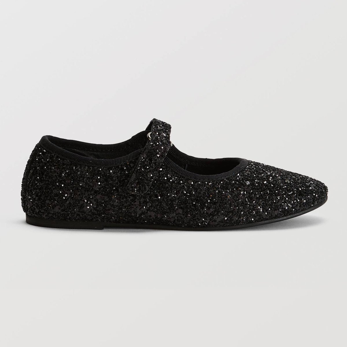Salomés en cuir à paillettes noir, MONOPRIX