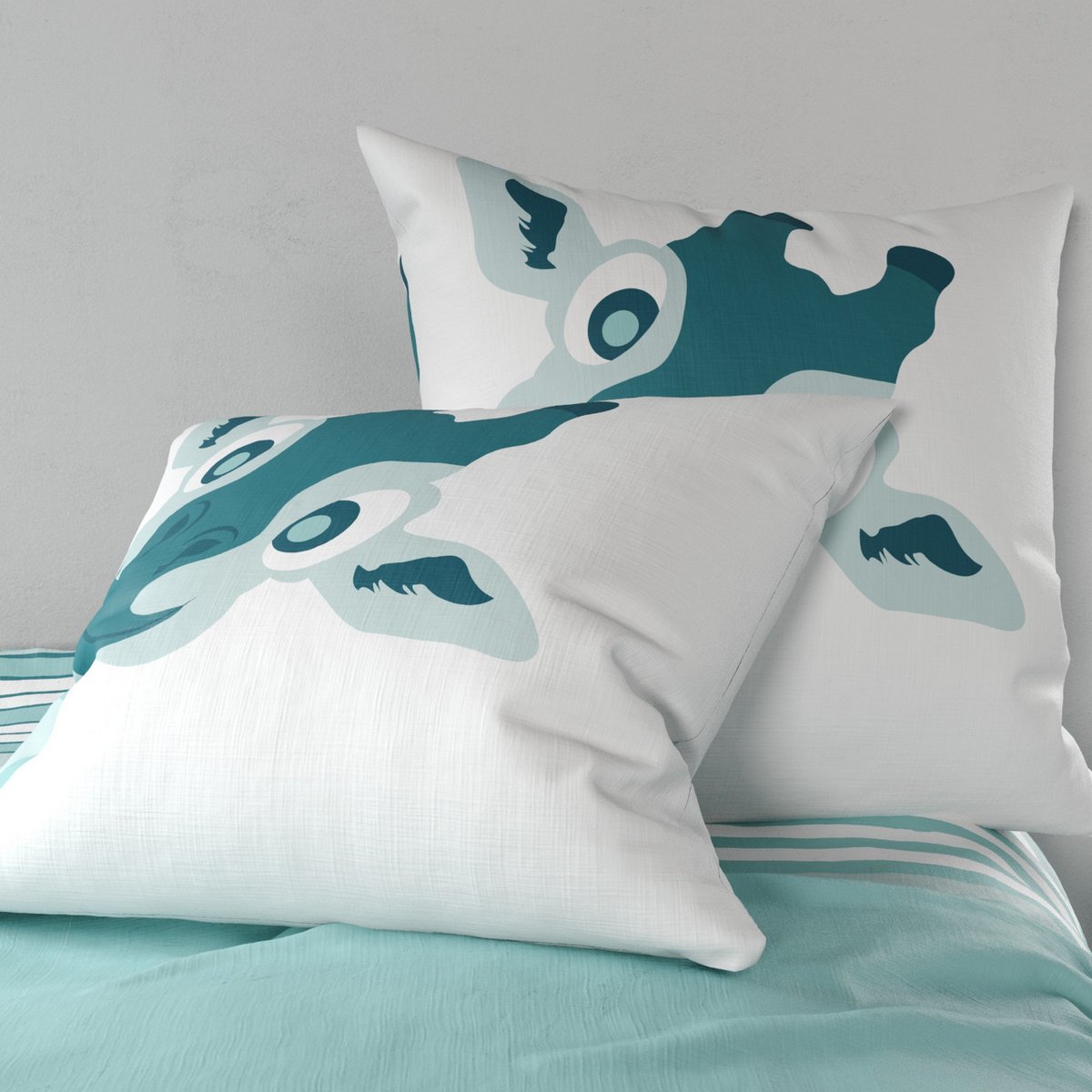 Parure de lit enfant Coton Louma Bleu bleu, EDEN