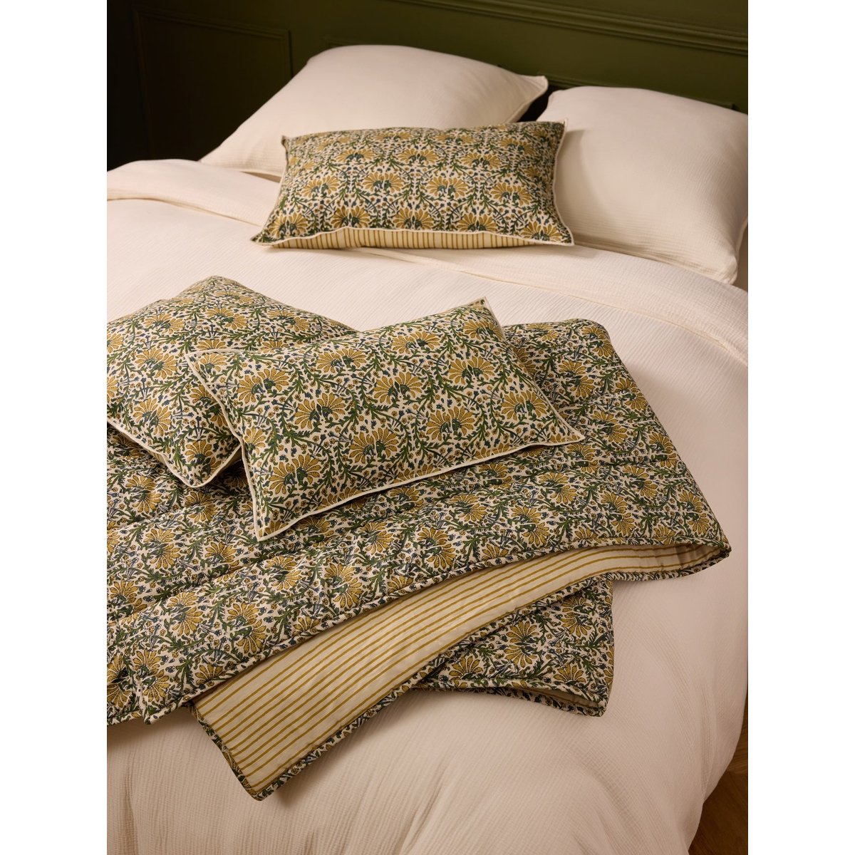 Boutis réversible tissu indien et rayures imprimé padang, CYRILLUS