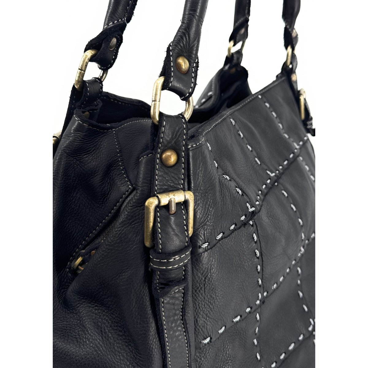 Sac à main en cuir vintage SHELLEY noir, OH MY BAG