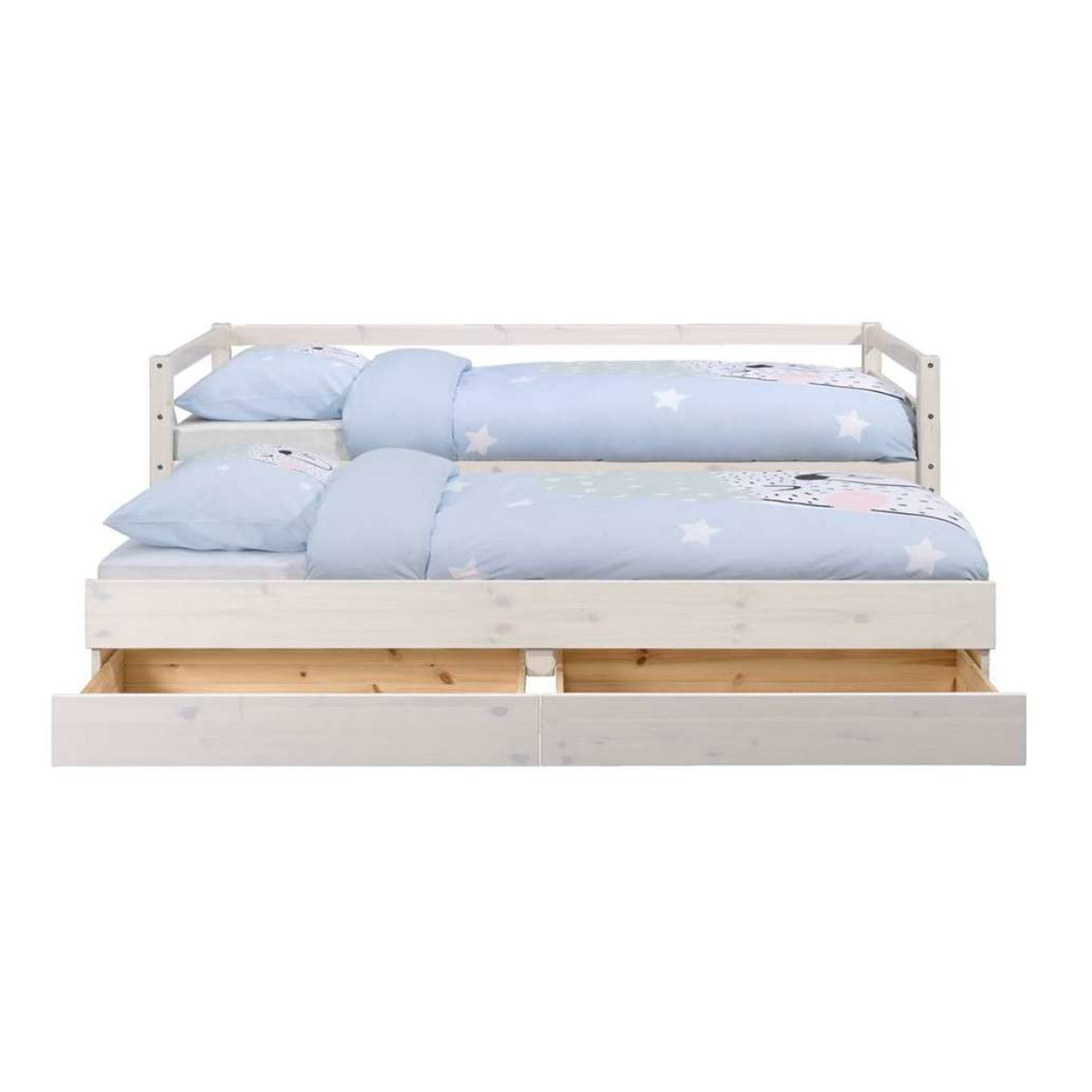 Lit banquette gigogne Bois massif  ALMA blanc, AKITEN RETAIL