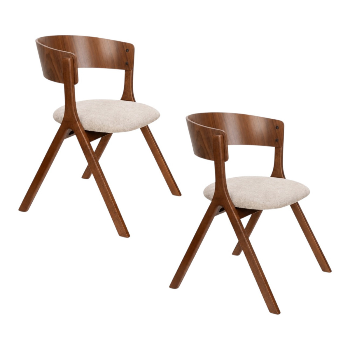 2 chaises en bois et tissu - BRESSO beige, DUTCHBONE