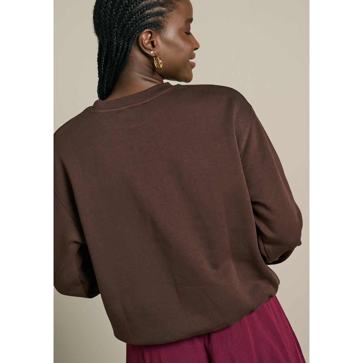 Sweat à noeud brodé brun fonce chocolate, LOLALIZA