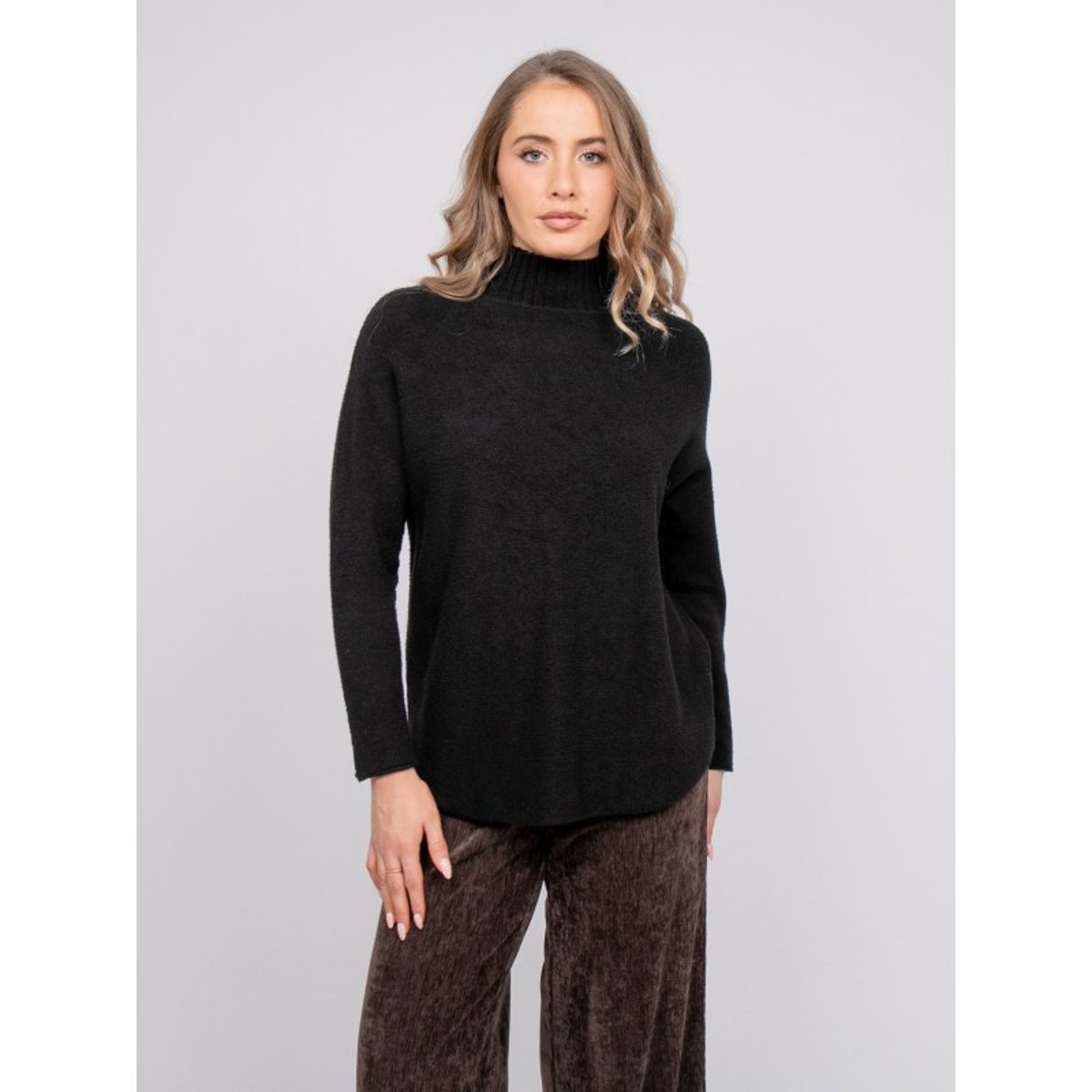Pull Maille Col Montant Oversize Kaleta gris, DONA LISA