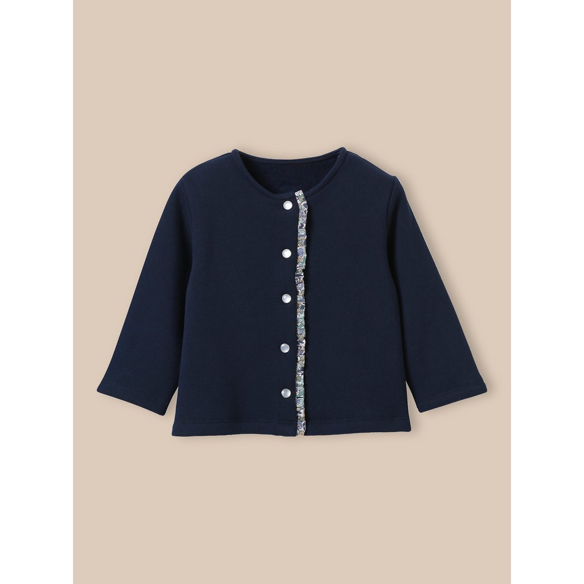 Cardigan en molleton  - coton biologique marine, CYRILLUS