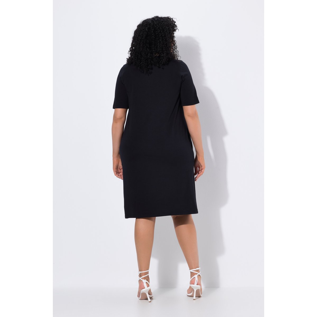 Robe en jersey décolleté rond et manches noir, ULLA POPKEN