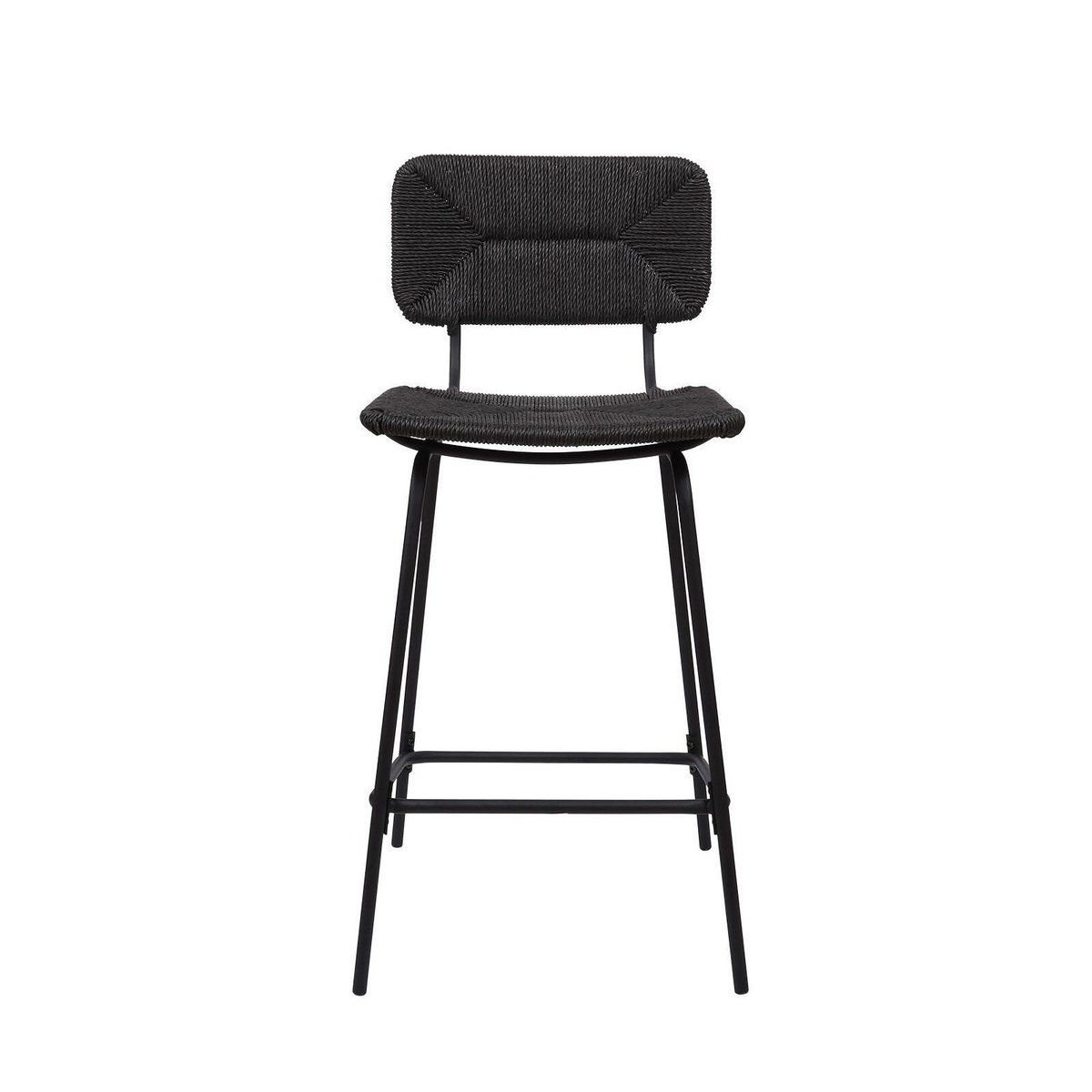 Lot de tabourets d'ilot et bar en métal et assise rotin 65cm NEMA|Lot de 6 | Lot de 6 noir, MOB IN