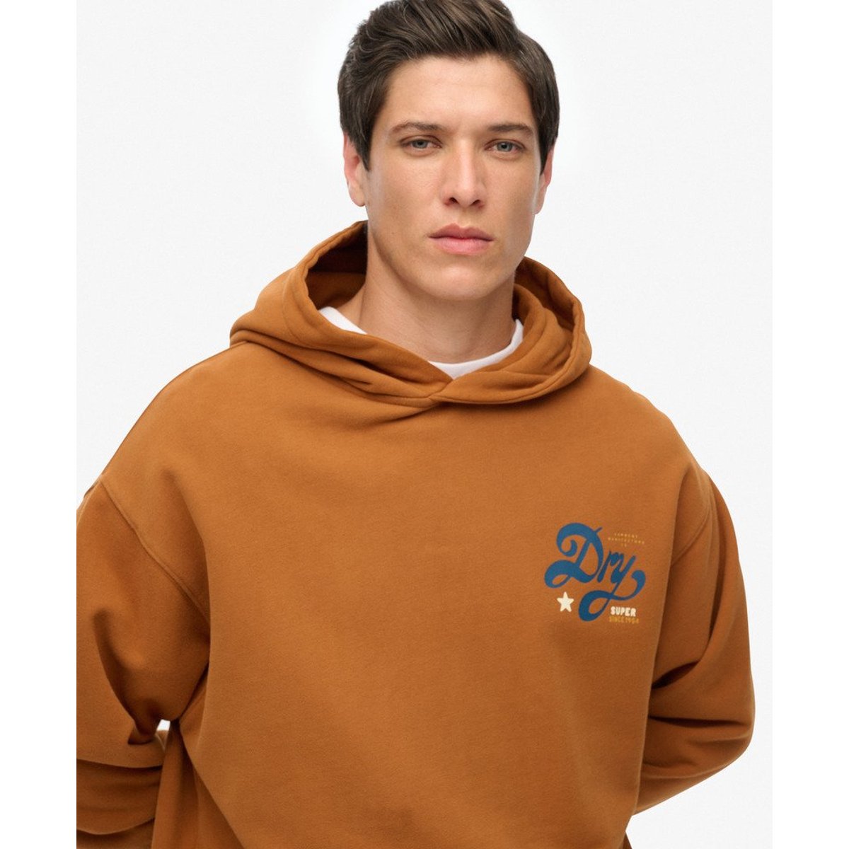 Sweat à capuche oversize Tap Room café caramel, SUPERDRY